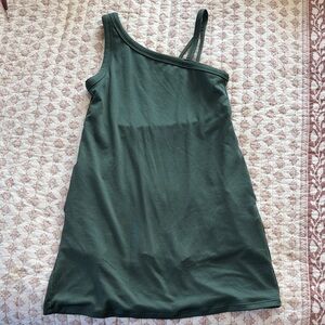 All in Motion Dark Green Asymmetrical Dress